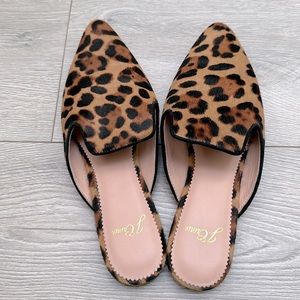 J.Crew Pointed Leopard Calf-hair Mules